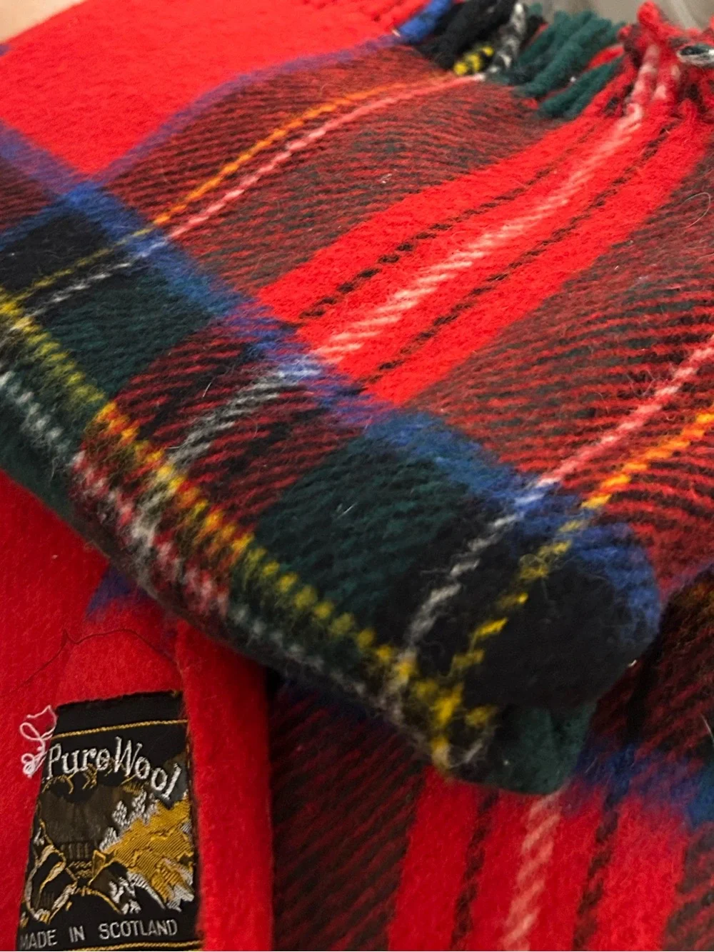 Red Tartan Wool Throw Blanket